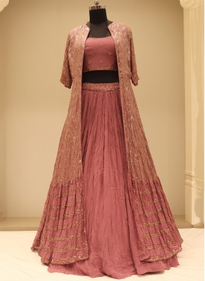 Amazing Onion Pink Sequins Georgette Festive Wear Lehenga Choli