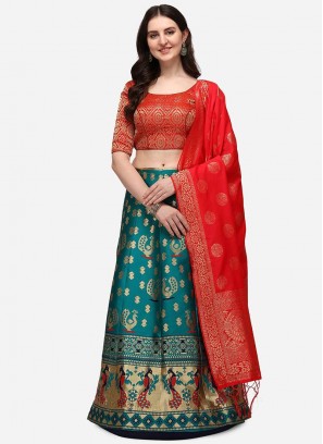 Amazing Teal Color Art Silk Lehenga Choli