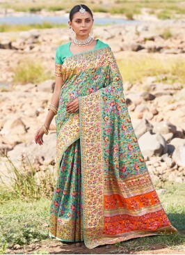 Amazing Weaving Green Silk Saree