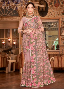 Amusing Embroidered Lavender Saree