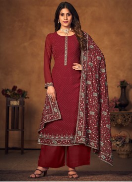 Amusing Georgette Resham Thread Work Palazzo Salwar Kameez