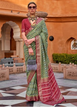 Amusing Silk Multi Colour Trendy Saree