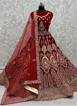 Amusing Velvet Embroidered Trendy Lehenga Choli