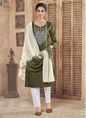 Amusing Viscose Green Designer Salwar Kameez