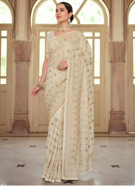 Angelic Embroidered Georgette Trendy Saree