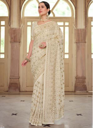 Angelic Embroidered Georgette Trendy Saree