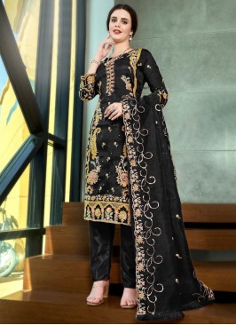 Angelic Organza Embroidered Black Salwar Suit