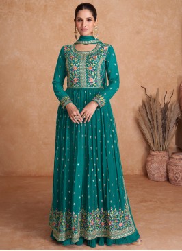 Angelic Teal Georgette Salwar Kameez