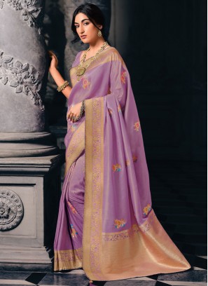 Angelic Weaving Lavender Trendy Saree