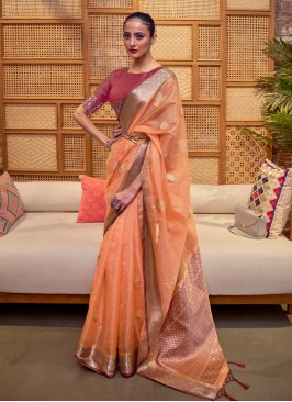 Angelic Weaving Orange Contemporary Saree