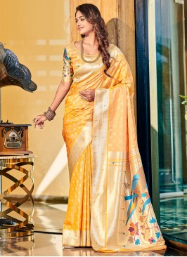 Angelic Weaving Orange Saree