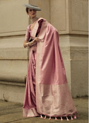 Angelic Weaving Pink Contemporary Saree