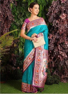 Angelic Woven Banarasi Silk Trendy Saree