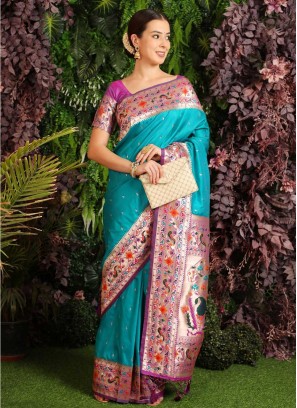 Angelic Woven Banarasi Silk Trendy Saree