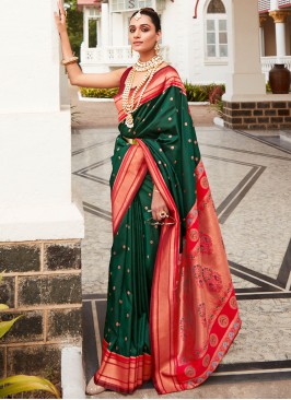 Angelic Zari Silk Green Trendy Saree