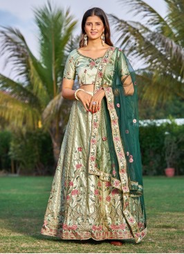 Appealing Sea Green Embroidered Designer Lehenga C