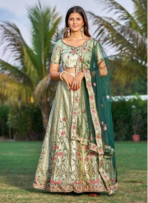 Appealing Sea Green Embroidered Designer Lehenga Choli