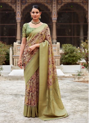 Appealing Woven Multi Colour Crepe Silk Classic Saree