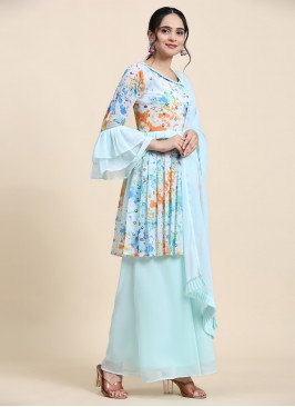 Aqua Blue Ceremonial Salwar Kameez