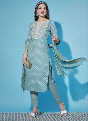 Aqua Blue Festival Chanderi Trendy Suit