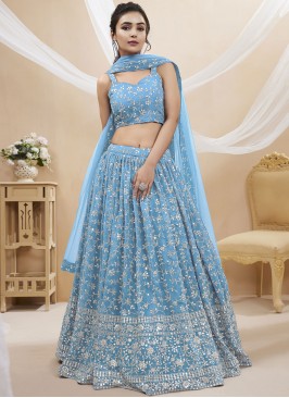 Aqua Blue Festival Georgette Trendy Lehenga Choli