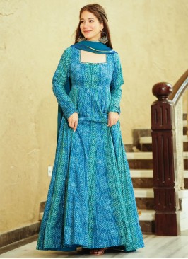 Aqua Blue Georgette Designer Gown