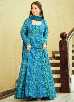 Aqua Blue Georgette Designer Gown