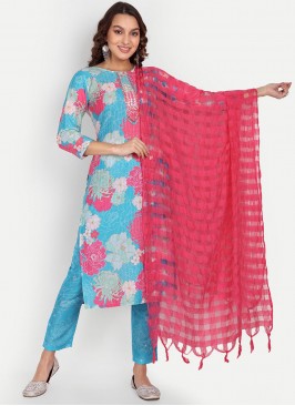 Aqua Blue Mehndi Trendy Salwar Kameez