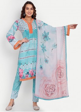 Aqua Blue Muslin Salwar Suit