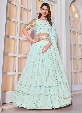 Aqua Blue Sangeet A Line Lehenga Choli