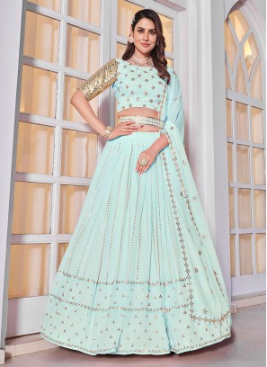 Aqua Blue Sangeet A Line Lehenga Choli