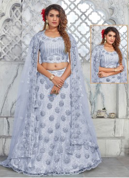 Aqua Blue Sequins Party Trendy Lehenga Choli