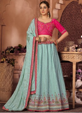 Aqua Blue Sequins Trendy Lehenga Choli