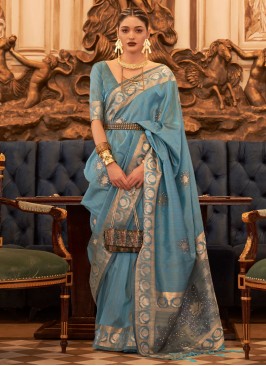 Aqua Blue Wedding Classic Saree