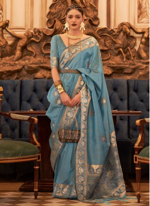 Aqua Blue Wedding Classic Saree