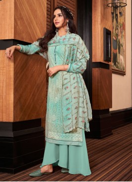 Aristocratic Blue Embroidered Designer Pakistani Suit