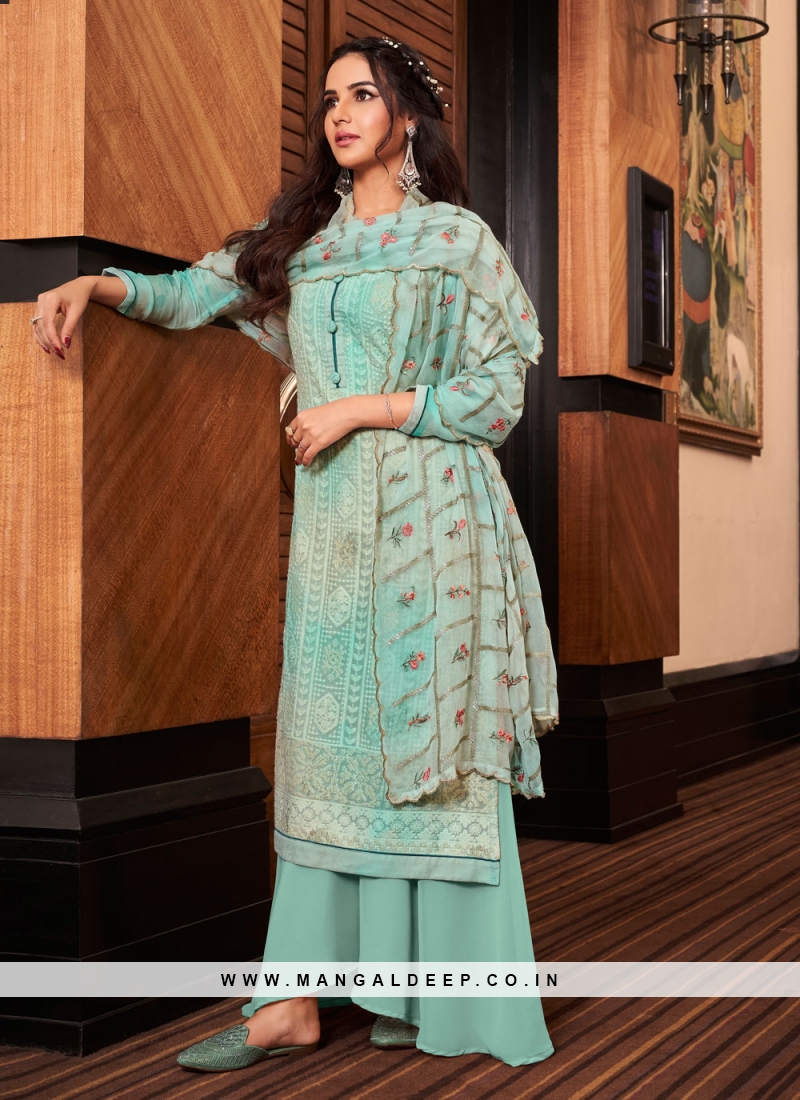 Aristocratic Blue Embroidered Designer Pakistani Suit