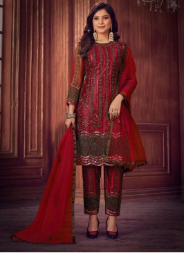 Aristocratic Maroon Net Designer Salwar Suit