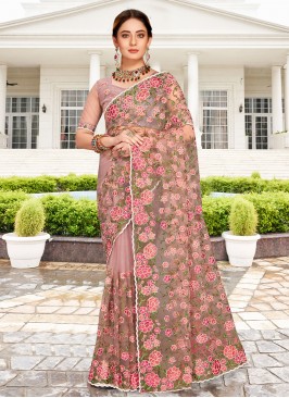 Aristocratic Net Resham Lavender Saree