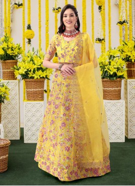 Aristocratic Yellow Silk Lehenga Choli