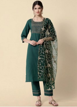 Arresting Embroidered Green Salwar Kameez 