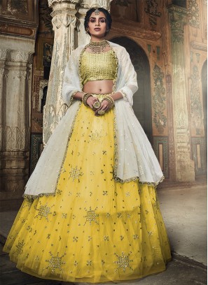 Arresting Embroidered Wedding A Line Lehenga Choli