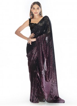 Arresting Purple Thread Georgette Saree