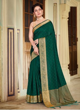 Art Banarasi Silk Classic Saree in Green