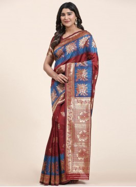 Art Banarasi Silk Contemporary Style Saree in Multi Colour