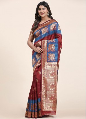 Art Banarasi Silk Contemporary Style Saree in Multi Colour