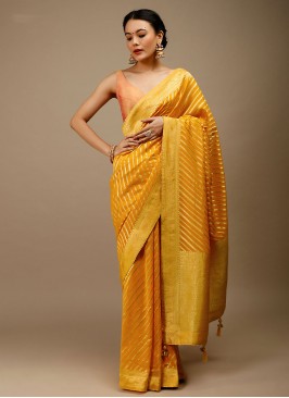 Art Banarasi Silk Mustard Woven Saree