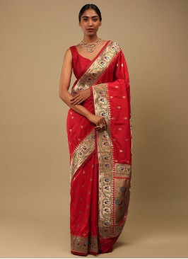 Art Banarasi Silk Traditional Saree in Red