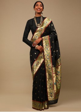 Art Banarasi Silk Woven Classic Saree in Black