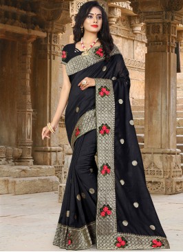 Art Silk Black Traditional Saree